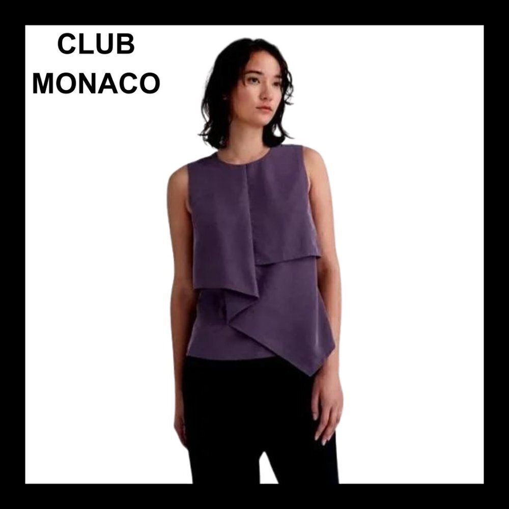 Club Monaco Sleeveless Draped Layered Blouse in Purple